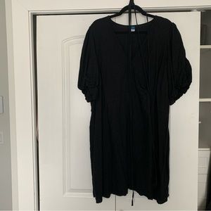 Black Old Navy Linen Wrap Dress